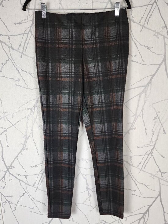 Jules & Leopold Pants - Jules & Leopold Plaid Checks Ponte Knit Mid Rise Pull On Leggings
